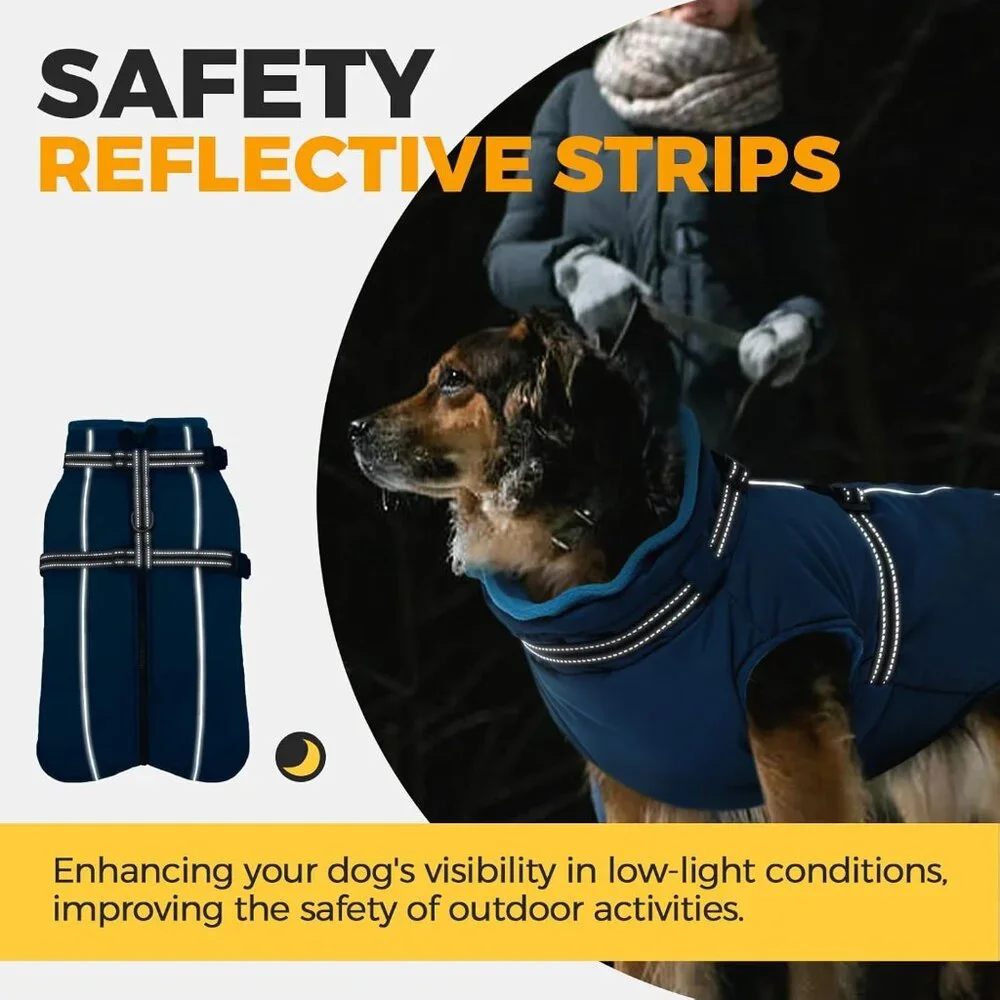 Waterproof Dog Jacket with Harness Built in Warm Dog Winter Coat